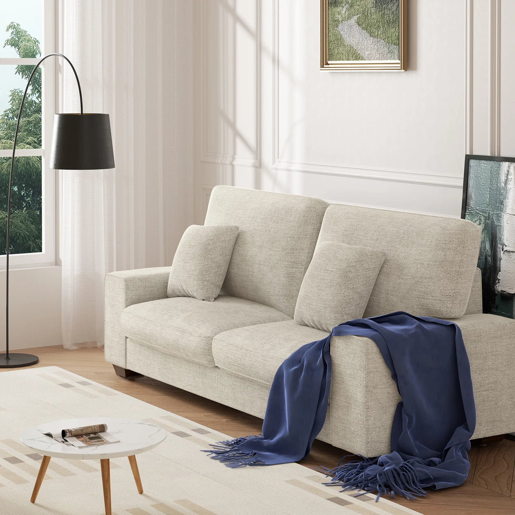 71.25" Beige Loveseat Sofa with Removable Cushion and Cover P388330