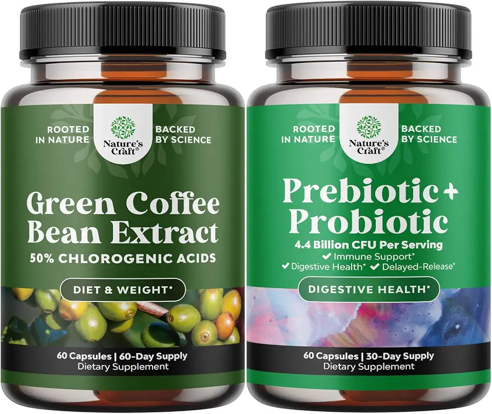 Pure Green Coffee Bean Extract and Probiotics Supplement W177