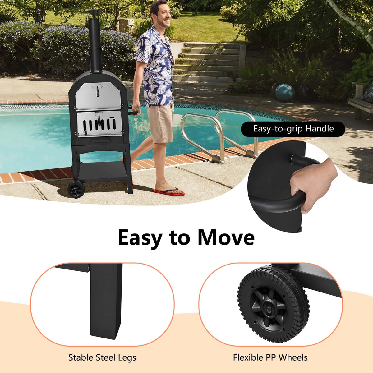 Outdoor Wood Fire Pizza Oven with Pizza Stone V179441