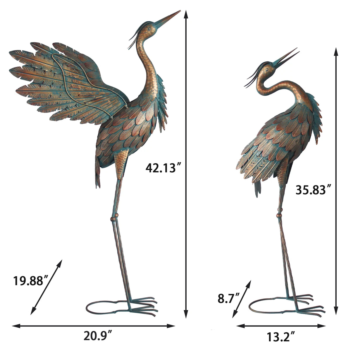 Metal Heron Garden Statues Set of 2 I62950