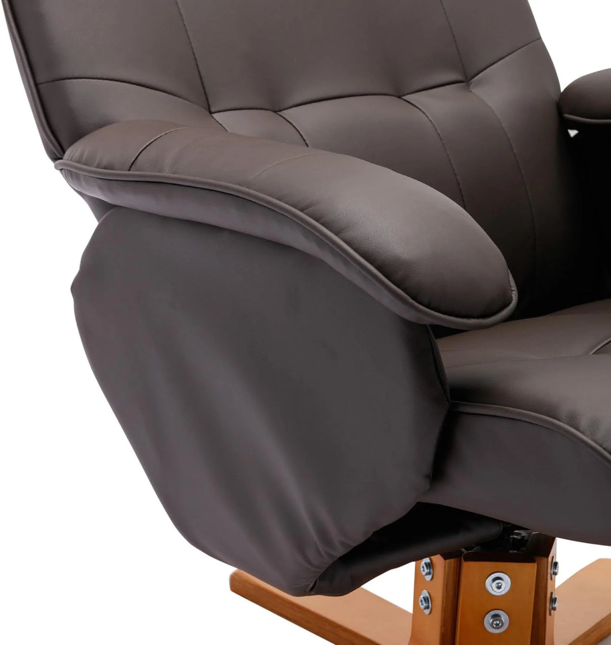 Grey Faux Leather Swivel Recliner with Ottoman K225