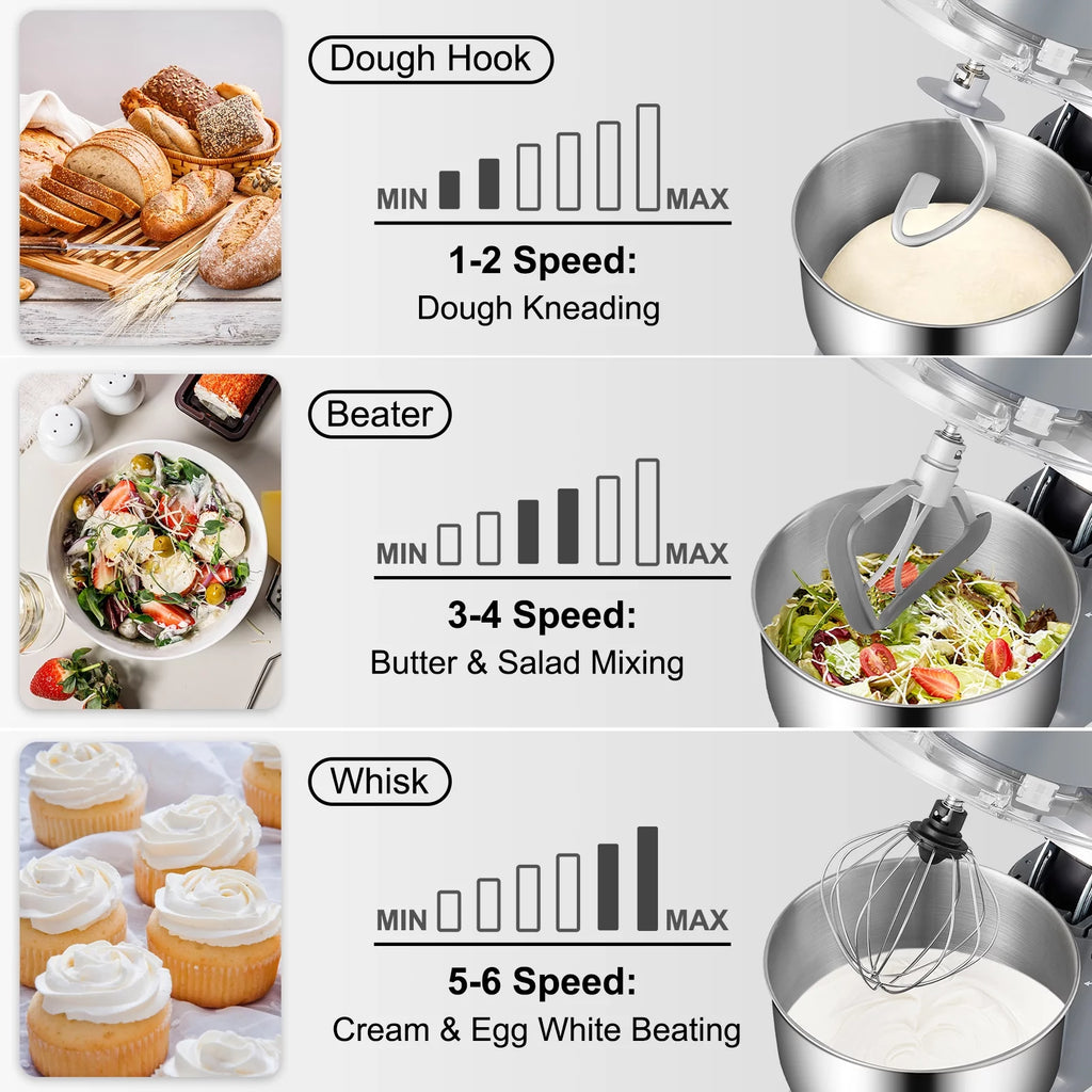 660W 6 Speeds Tilt-Head Stand Mixer with 5.8 Qt I409799