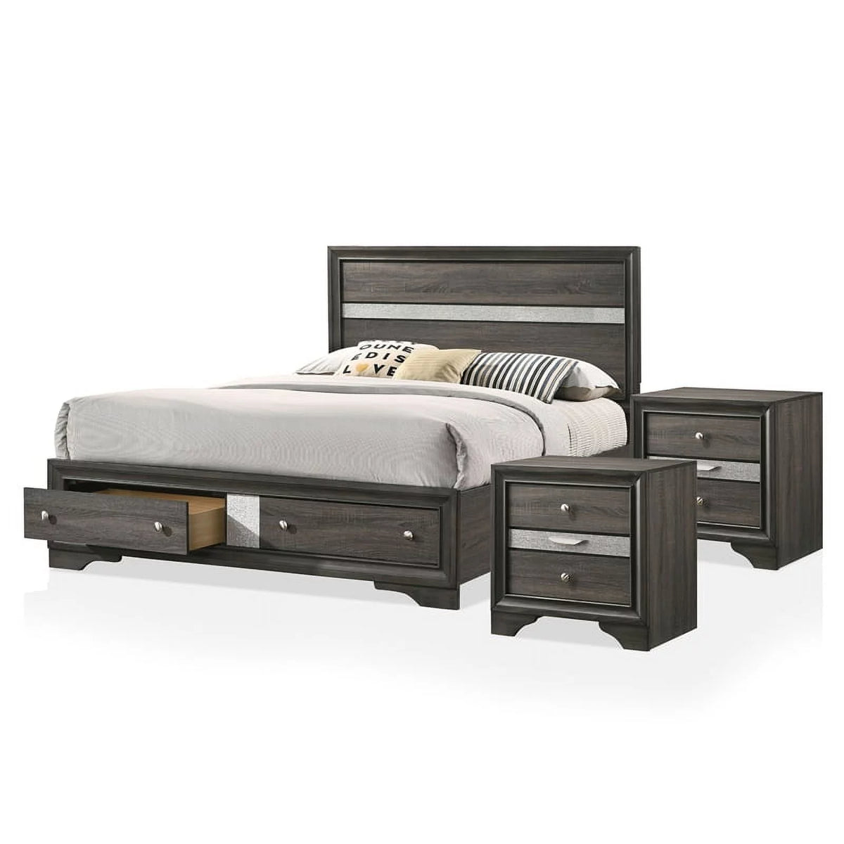 Gray Wood 3-Piece King Bedroom Set D6098