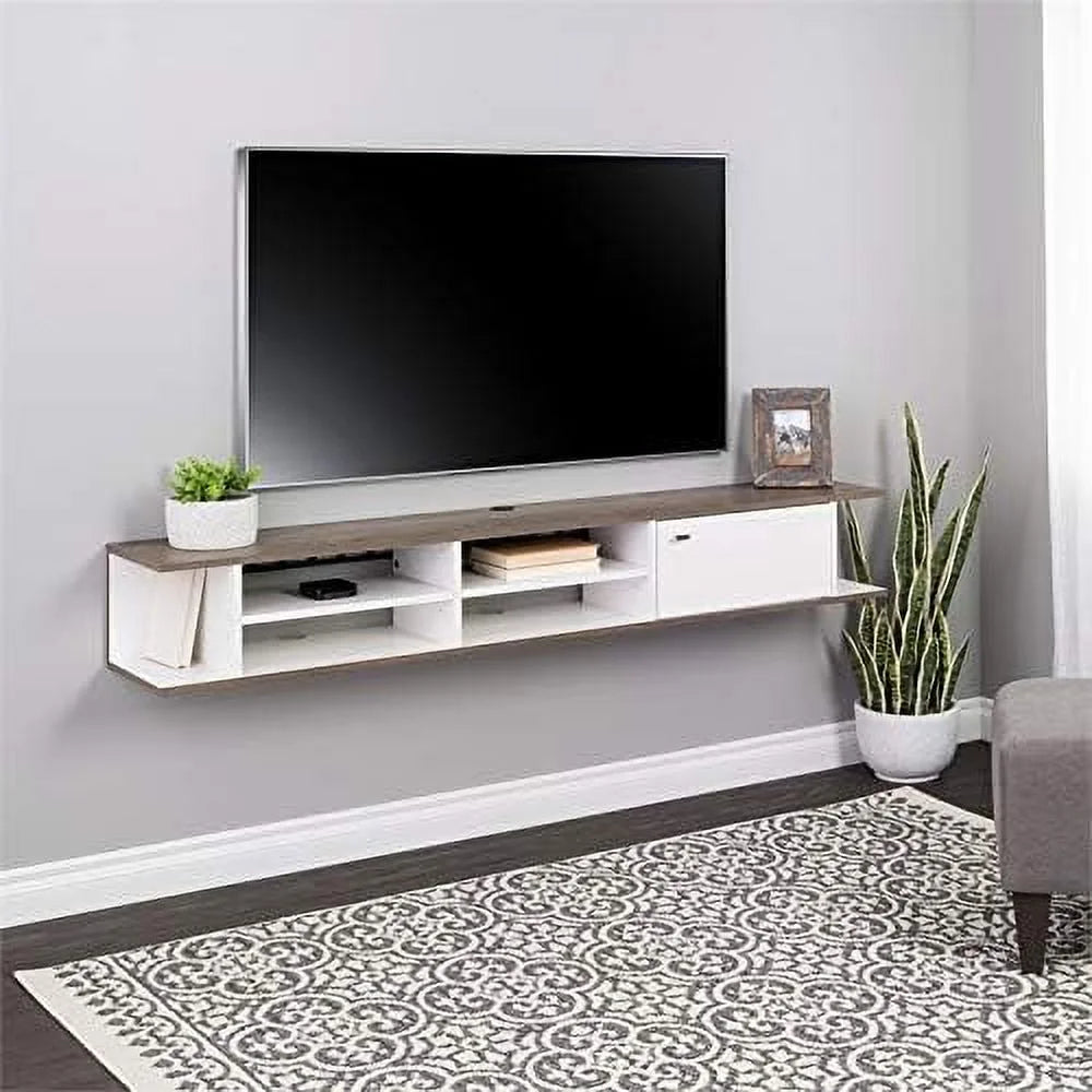 White Wood Wall Mounted TV Stand L123