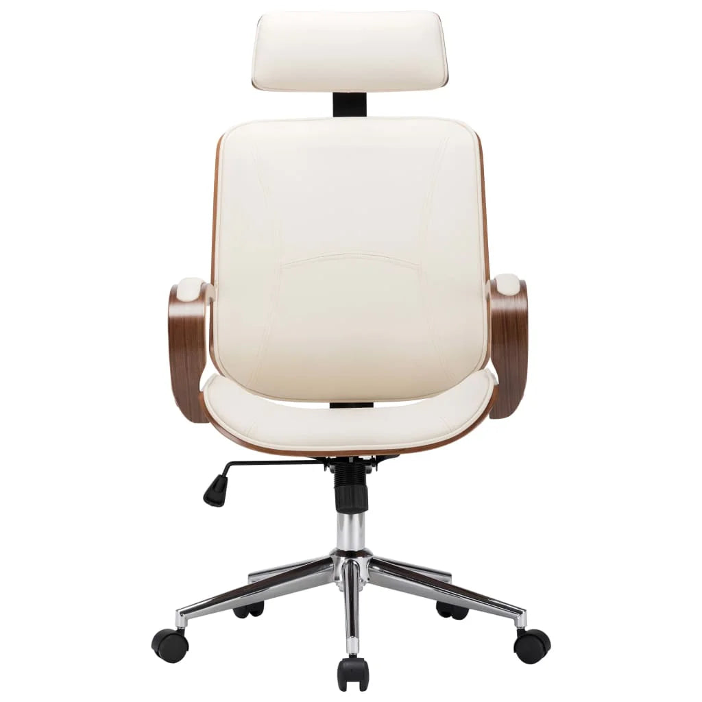Cream Faux Leather Bentwood Swivel Office Chair D836840