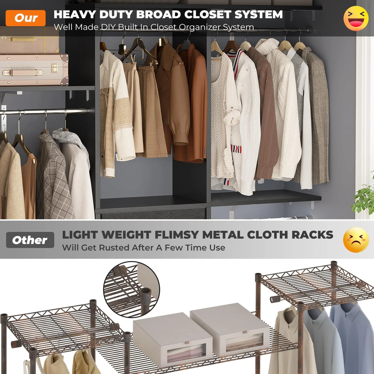 5FT Closet System with 3 Fabric Drawers J84808