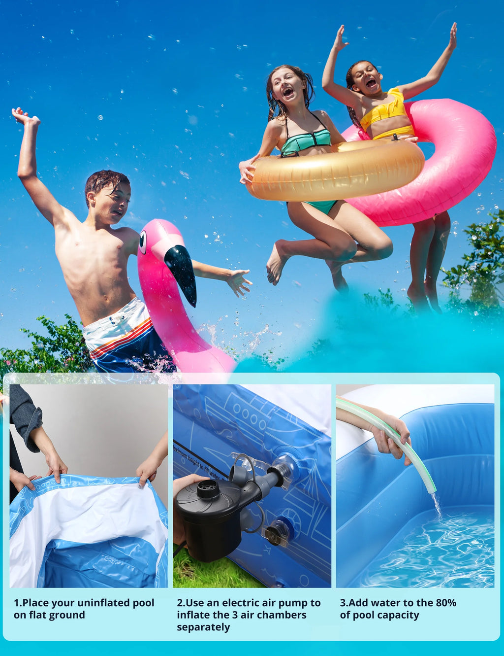 Inflatable Swimming Pools 118'' x 72'' x 20'' W184449
