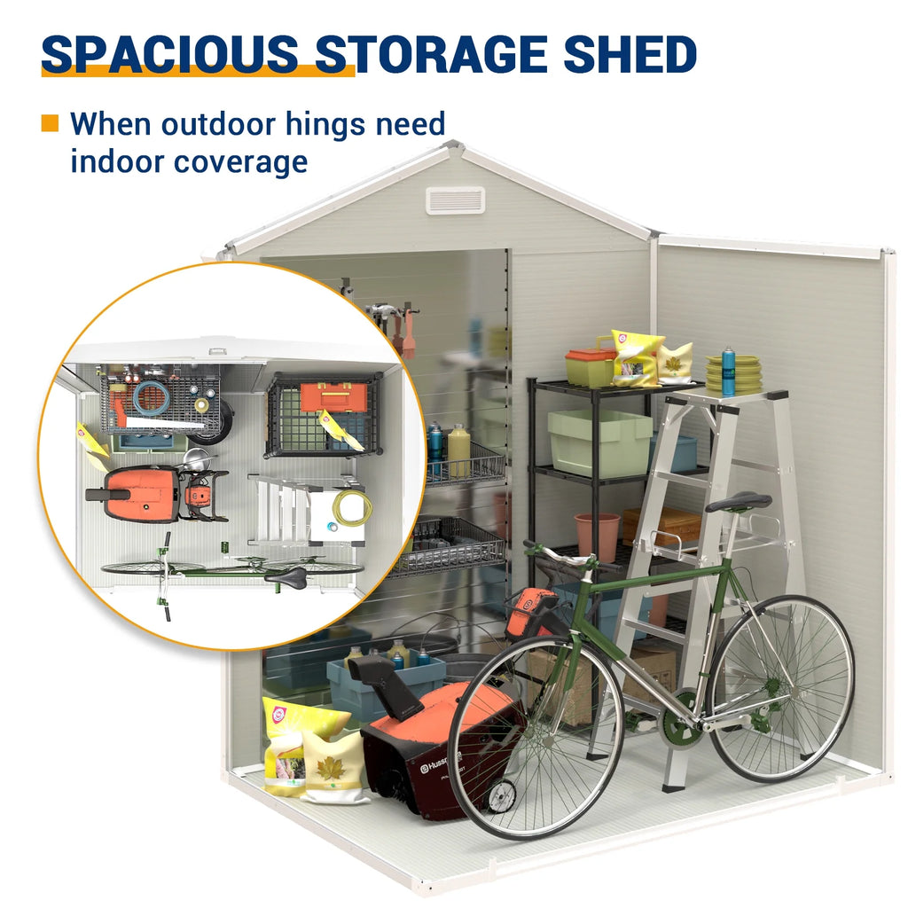 6x4.5 FT Resin Outdoor Storage Shed with Lockable Door E912