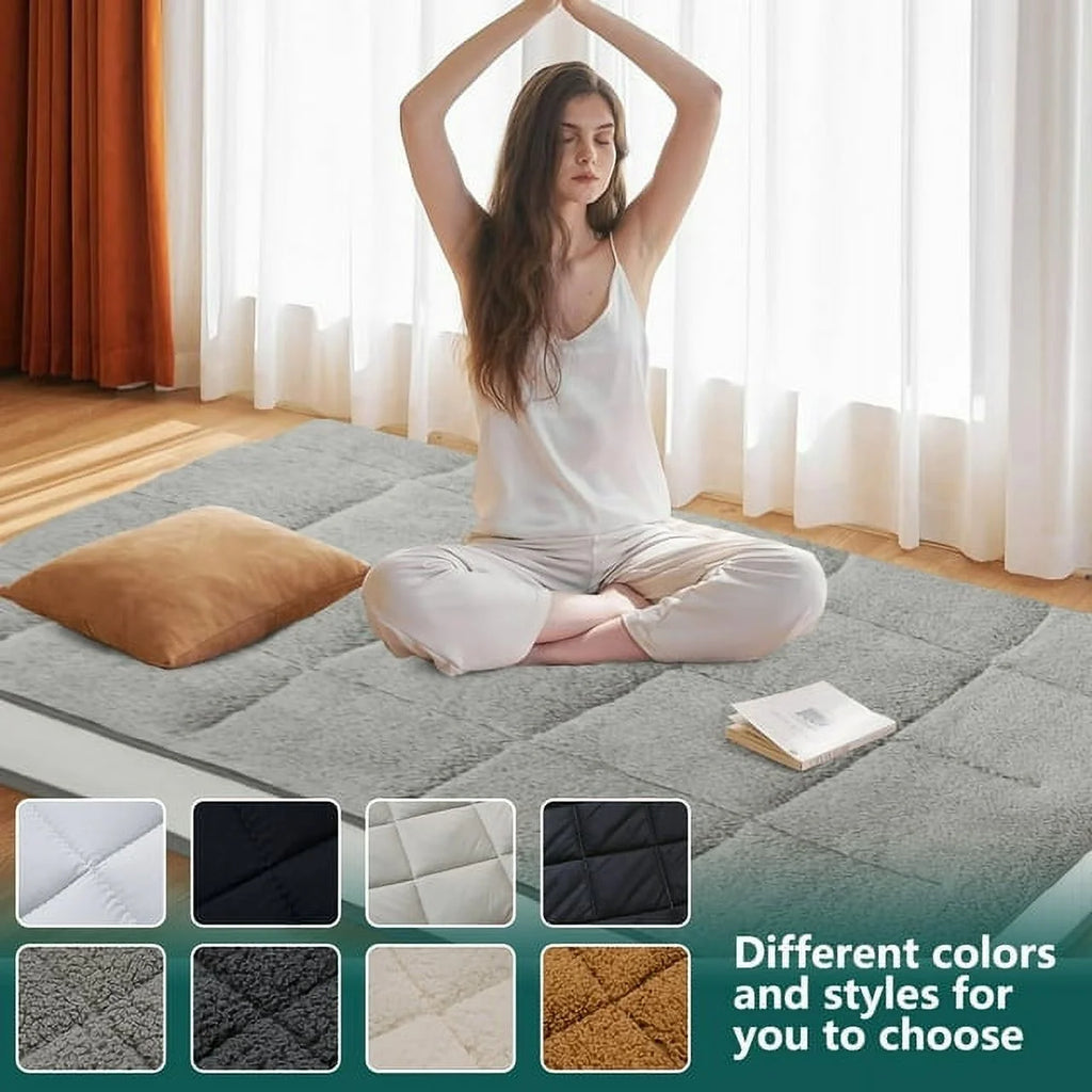 4" Thick Sherpa Fleece Folding Japanese Floor Mattress P530