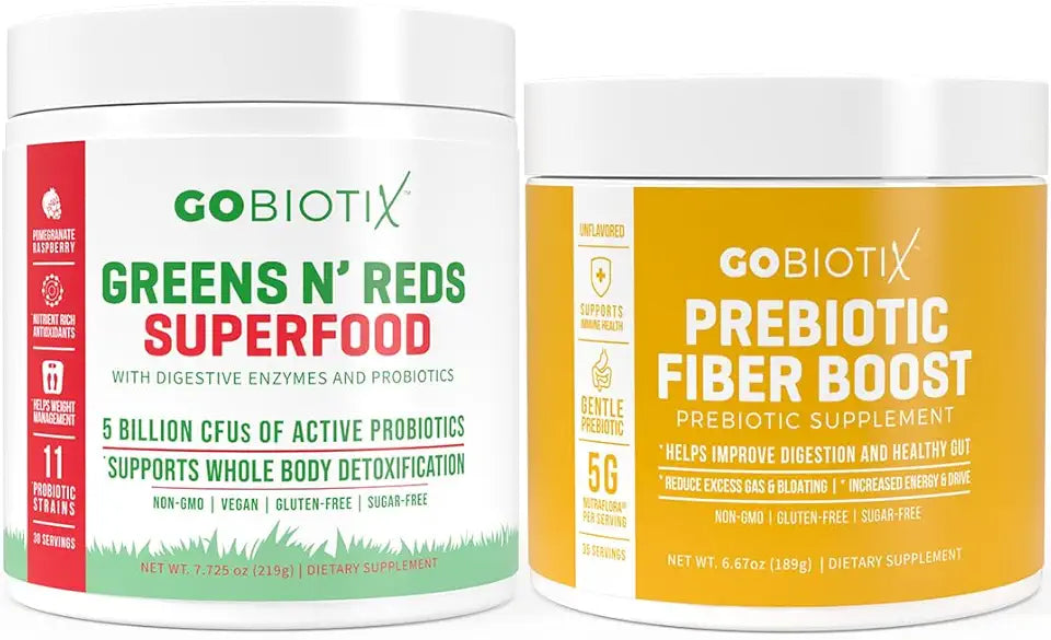 Prebiotic Fiber Supplement + Super Greens Powder + Super Reds Powder H387