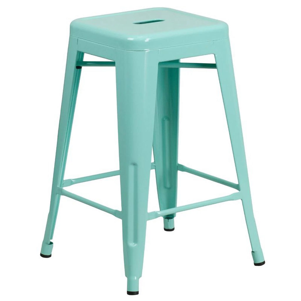 Mint Green Metal Backless Counter Stool Set of 3 L2054