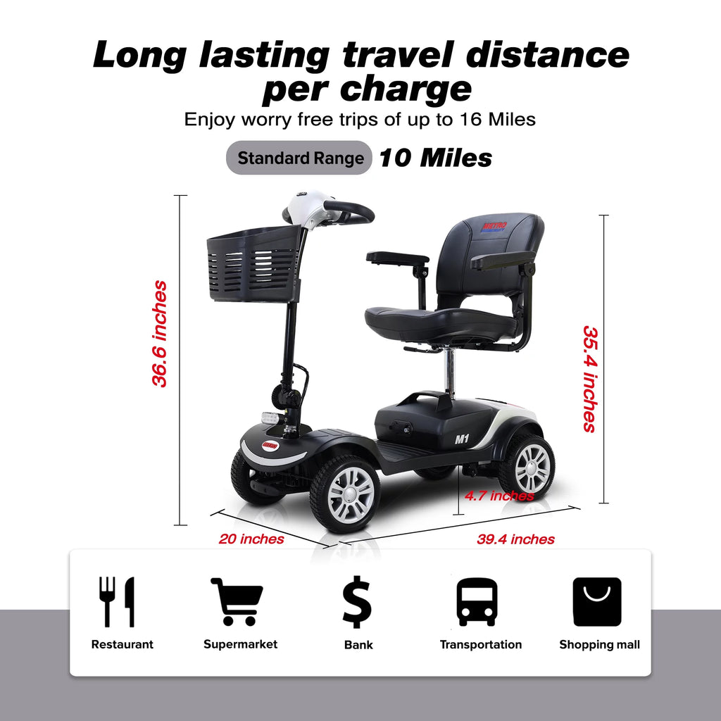 4-Wheel Mobility Scooter with Detachable Basket, Silver C24867