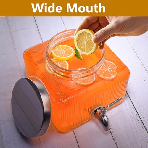 1 Gallon Glass Drink Dispenser with Stand, 2 Pack Z198342