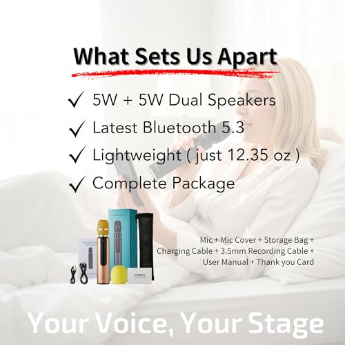 Black Handheld Wireless Microphone with 10W Dual Speakers D9839