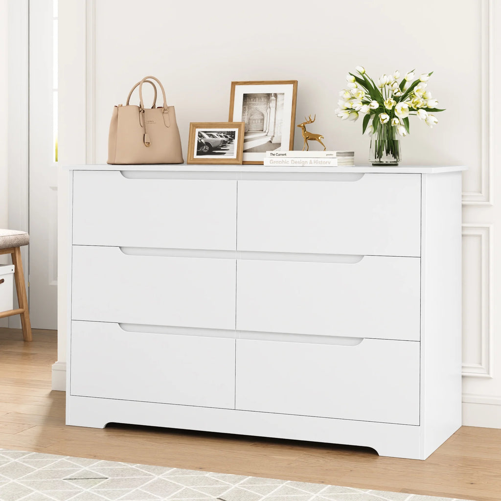 White 6 Drawer Wood Dresser T23812
