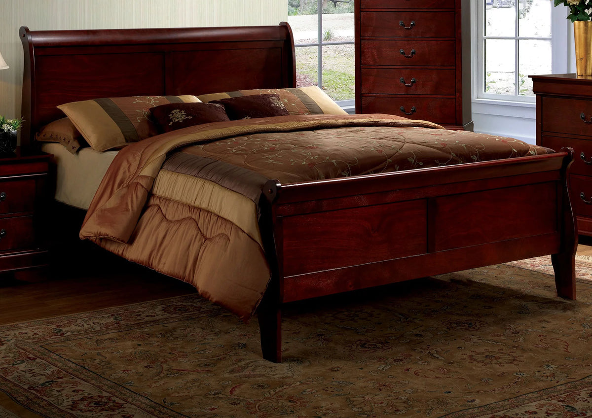 Queen Size Cherry Solidwood Sleigh Bed F449103