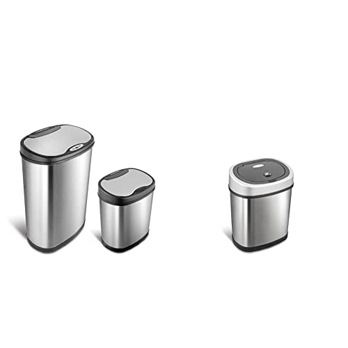 Automatic Touchless Infrared Motion Sensor Trash Can Combo Set, 13 Gal & 2 Gal Stainless Steel Y804227