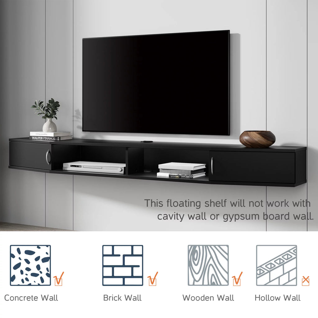 Black Wood Floating TV Stand F2015