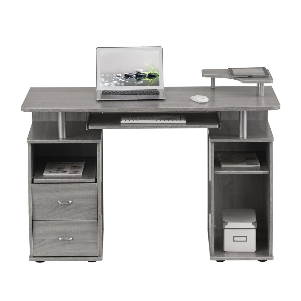 Grey Computer Workstation Desk with Storage N51314