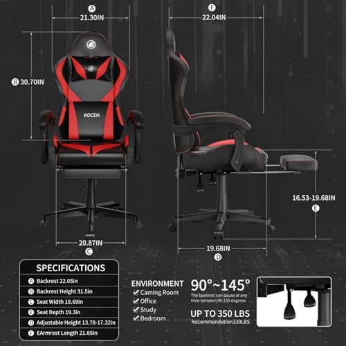 Black Blue High Back Reclining Gaming Chair with Lumbar Support H87469