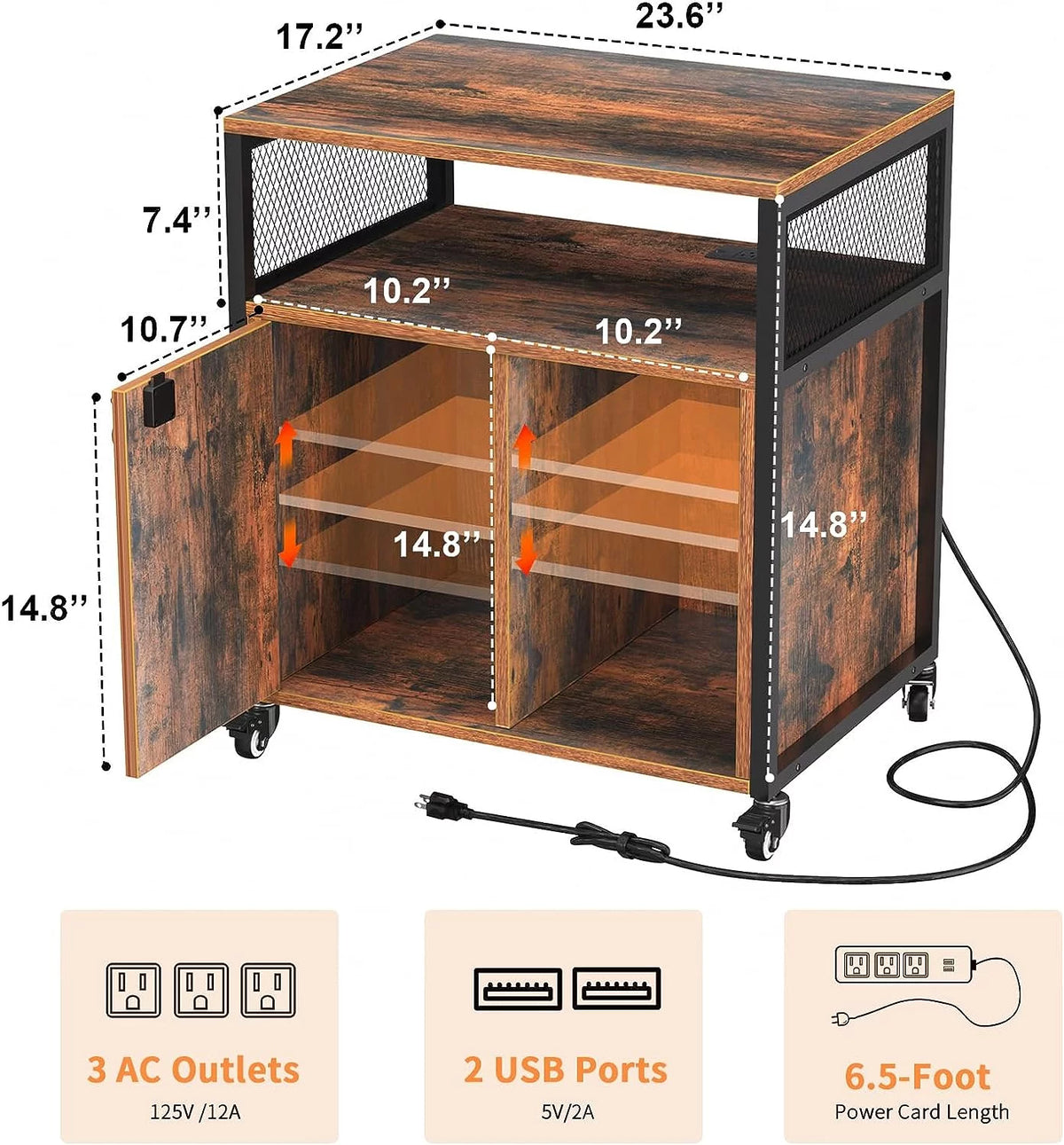 Filing Cabinet with Lock and Charging Station D6023