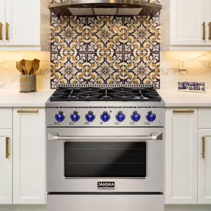 5.2 cu. ft. 6-Burner Gas Range with Convection Oven and Griddle in Stainless Steel Y691
