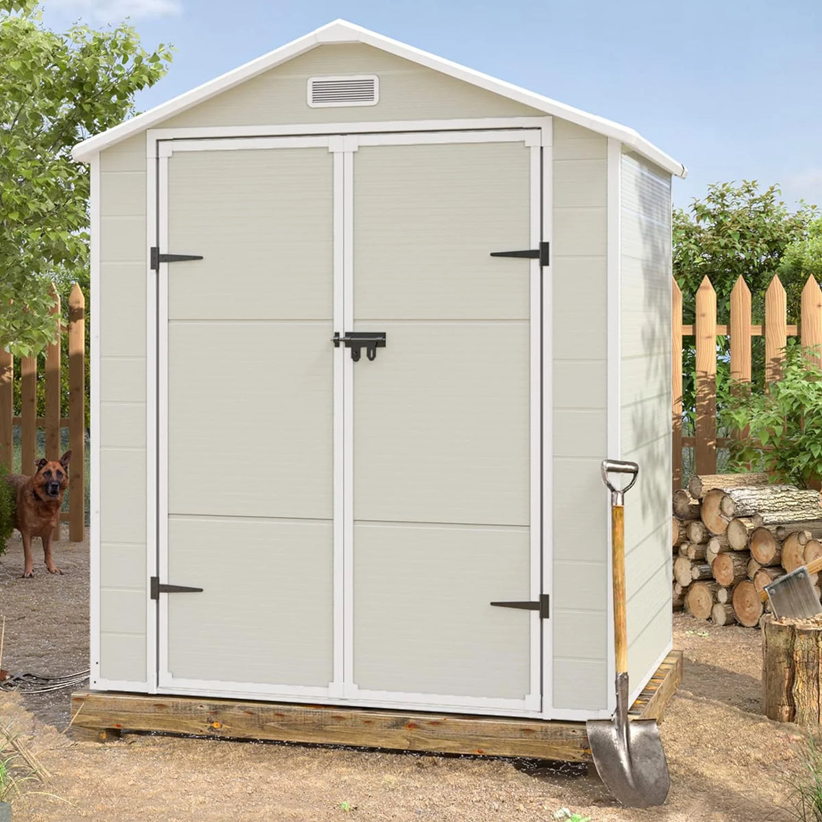 6x4.5 FT Resin Outdoor Storage Shed with Lockable Door E912