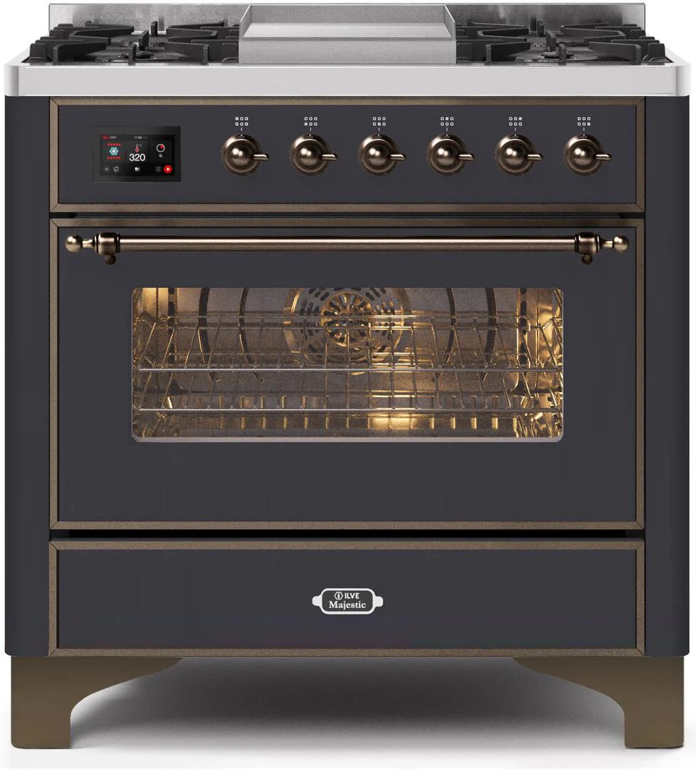 36 Dual Fuel Propane Gas Range Matte Graphite Bronze Trim L984991