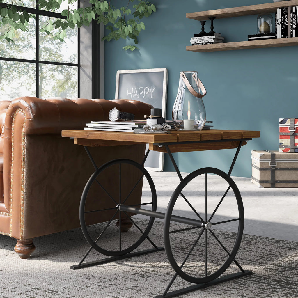 19-inch Metal Wheel Side Table E578