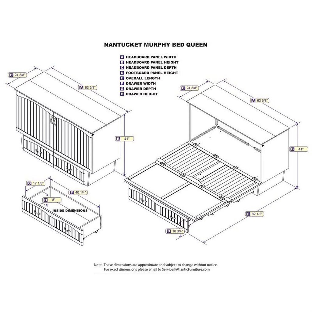 Queen Murphy Bed Chest in Espresso H124221