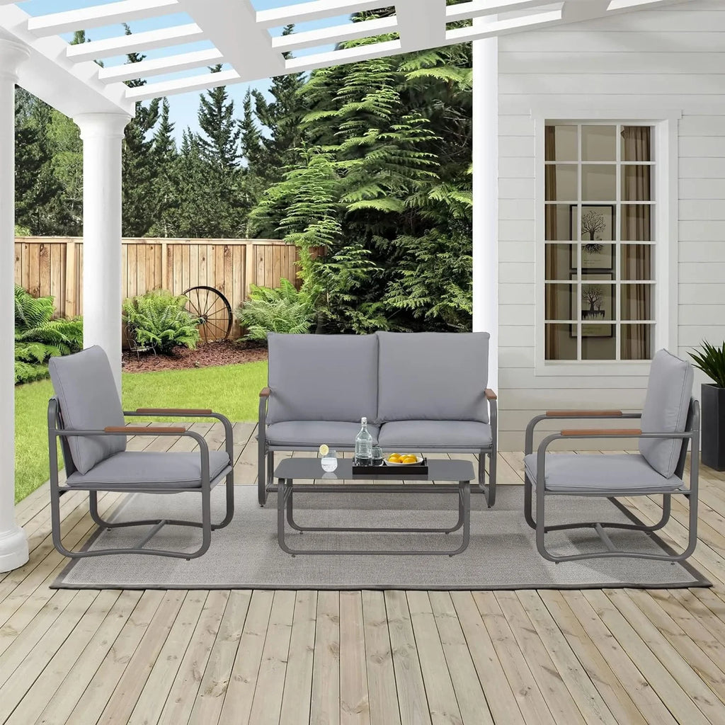 4 Piece Metal Outdoor Conversation Set with Cushions G937191