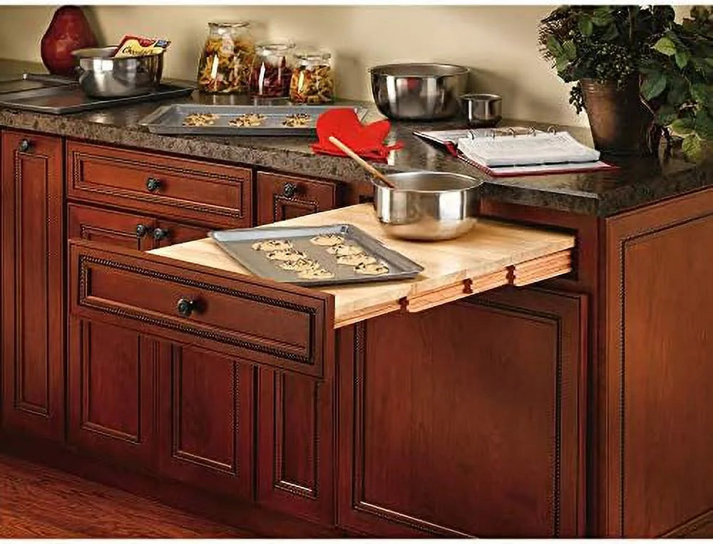 31.75" Pull Out Tambour Table Counter Extension Top Maple Wood E2437