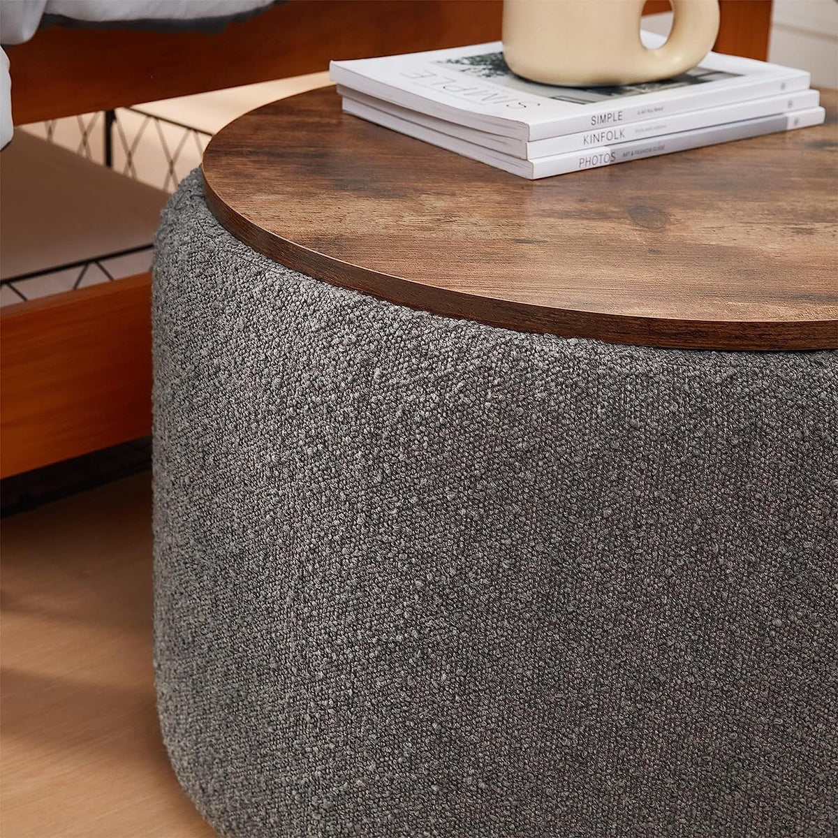 Storage Table Ottoman Gray White I238301