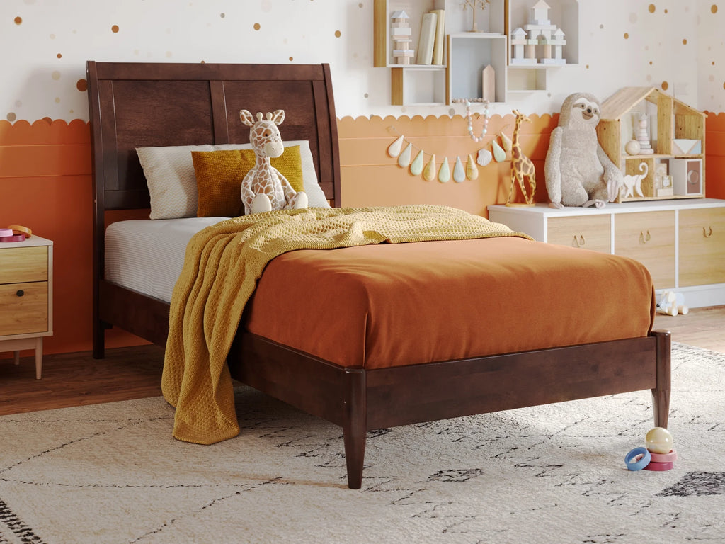 Twin Solid Wood Sleigh Platform Bed M18100