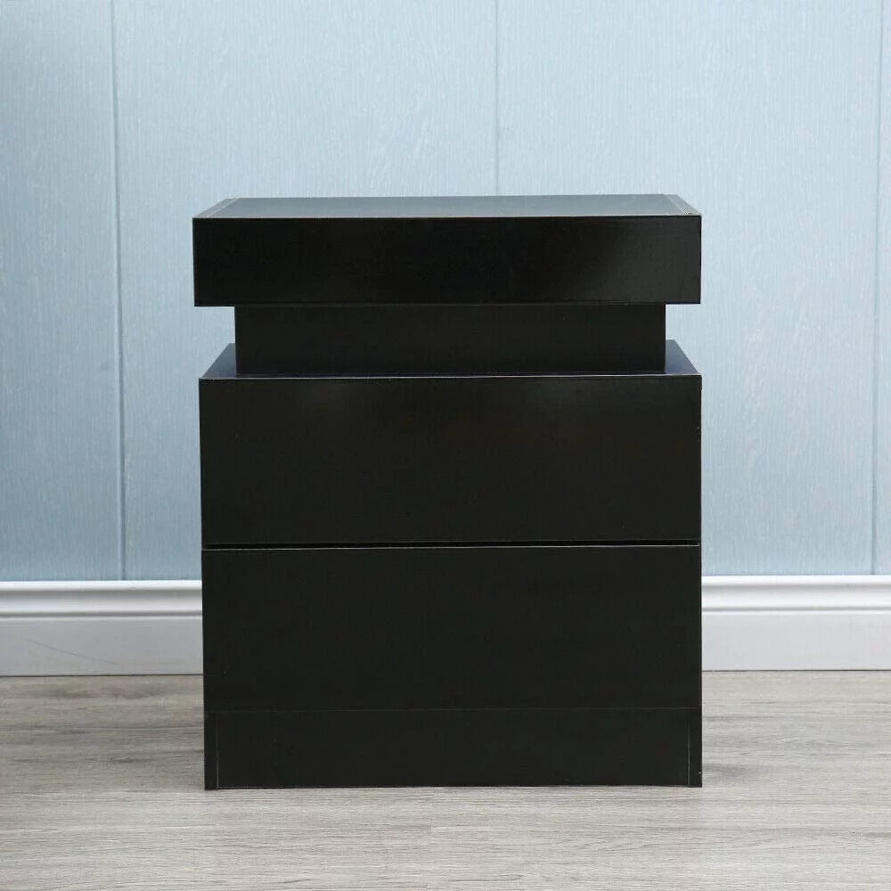 Black High Gloss 2 Drawer Bedside Table H733797