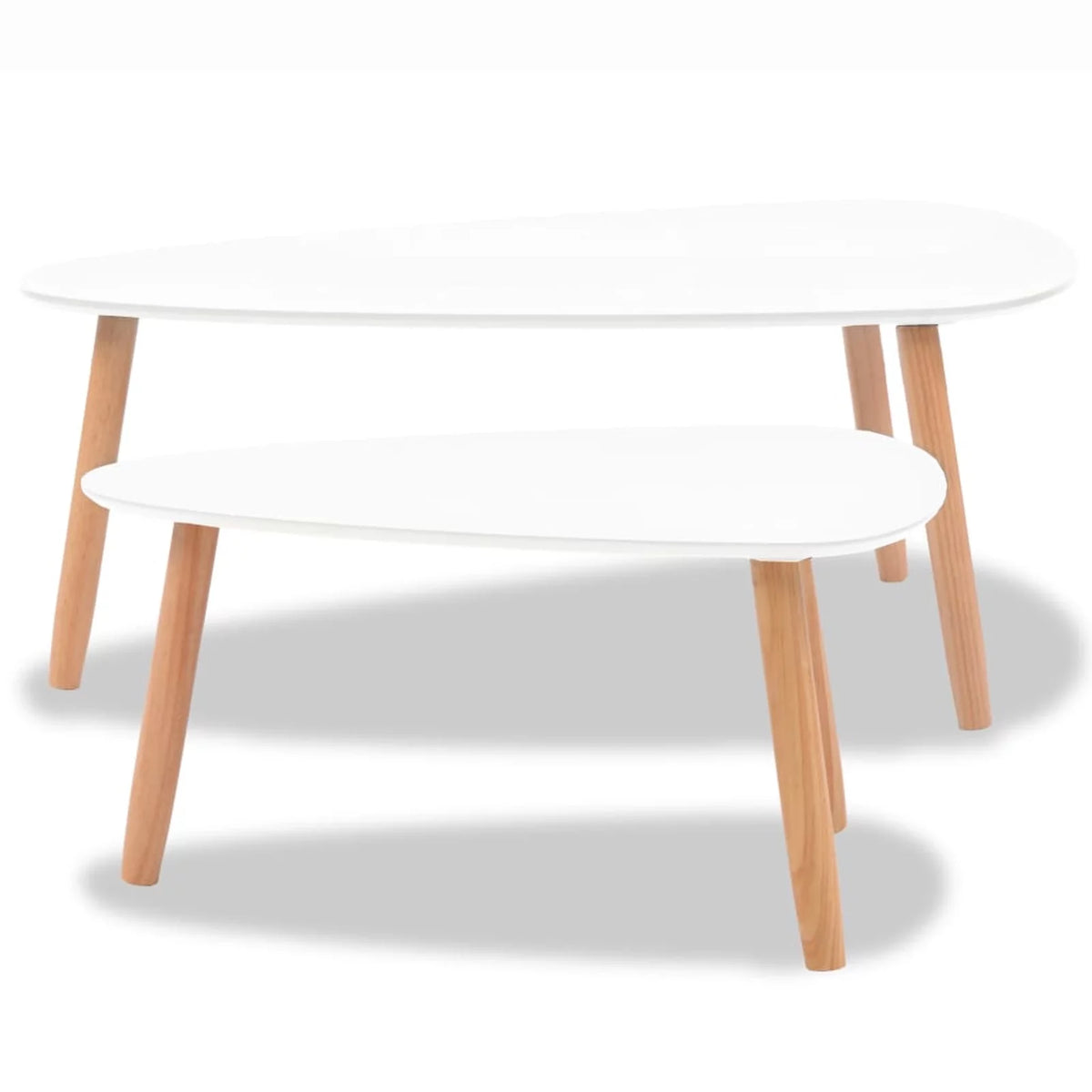 Coffee Table Set 2 Pieces Solid Pinewood White L426