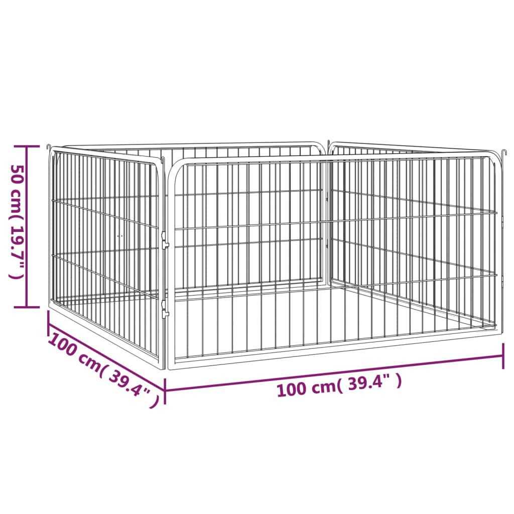 Black 4 Panels Powder-coated Steel Dog Playpen W607