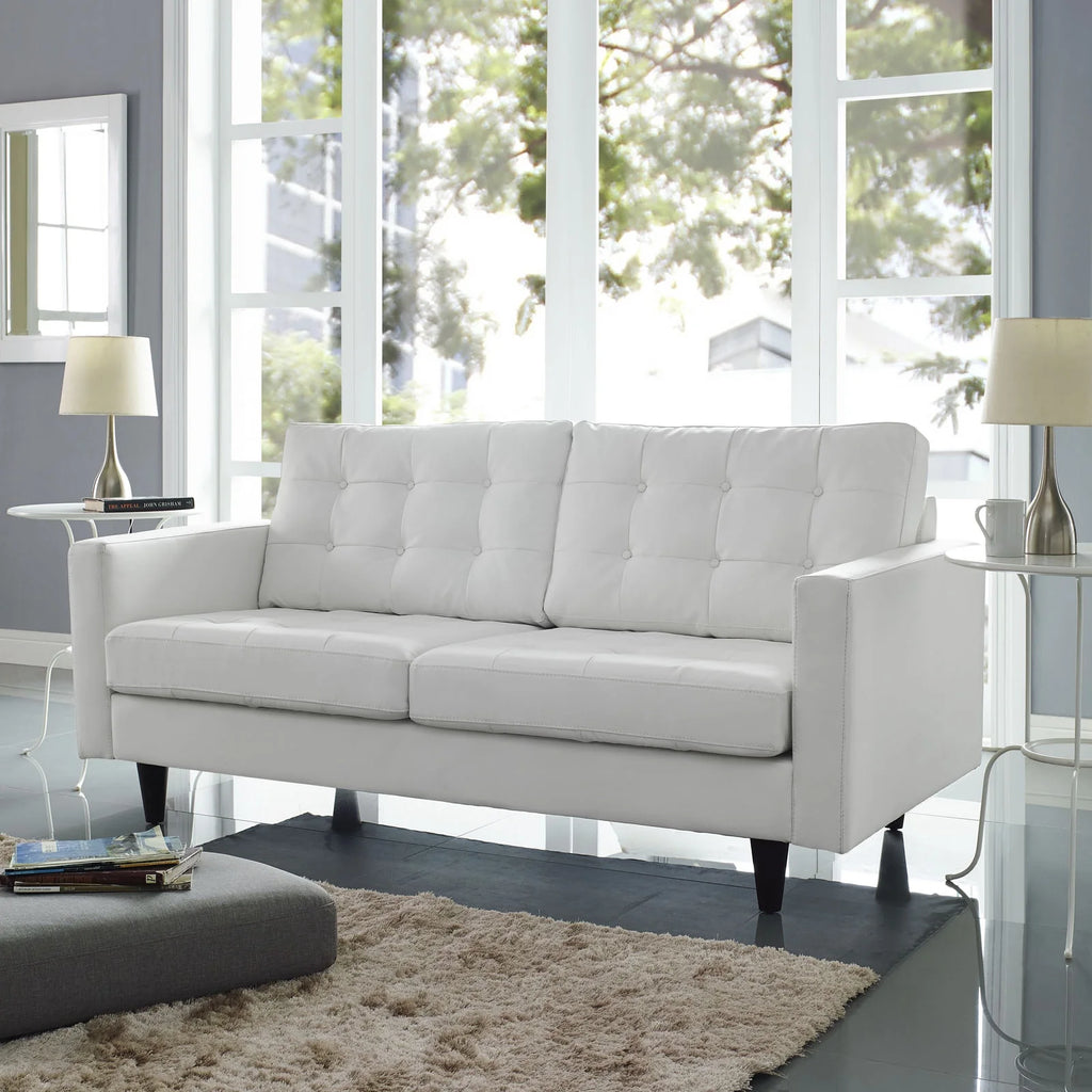 White Bonded Leather Loveseat Q5237