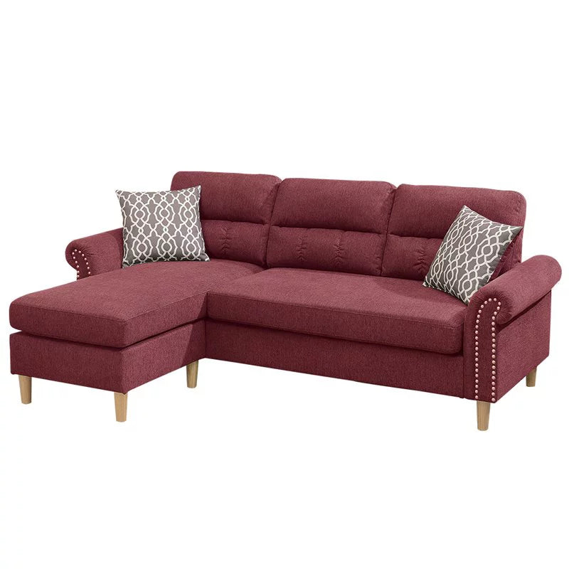 Red Polyfiber Reversible Sectional Sofa Set X9159