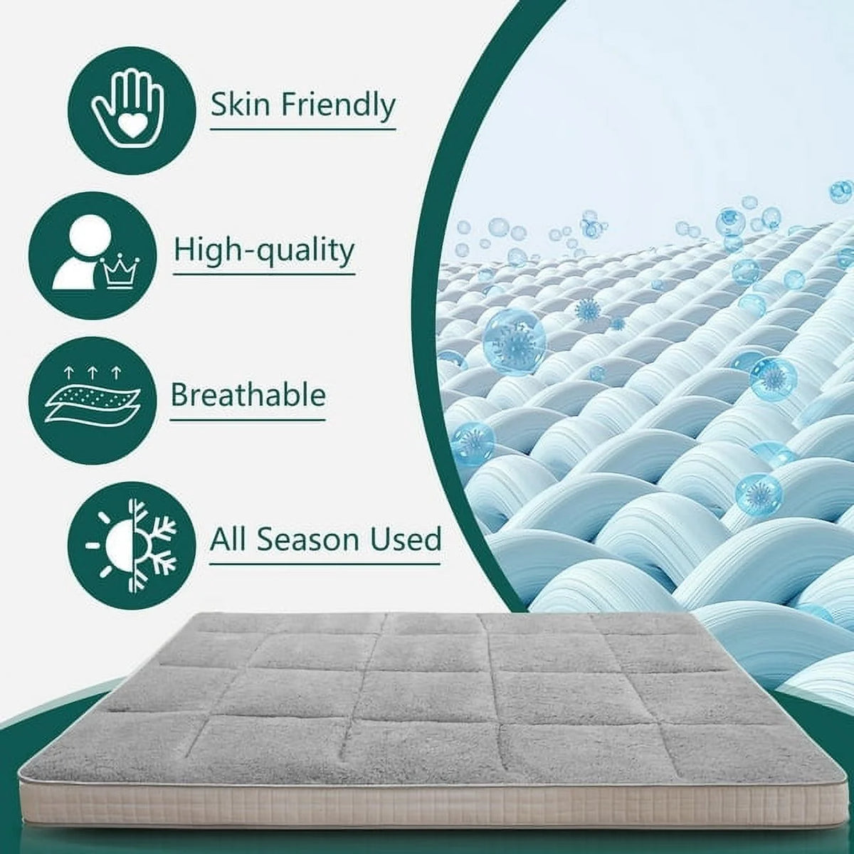4" Thick Sherpa Fleece Folding Japanese Floor Mattress P530