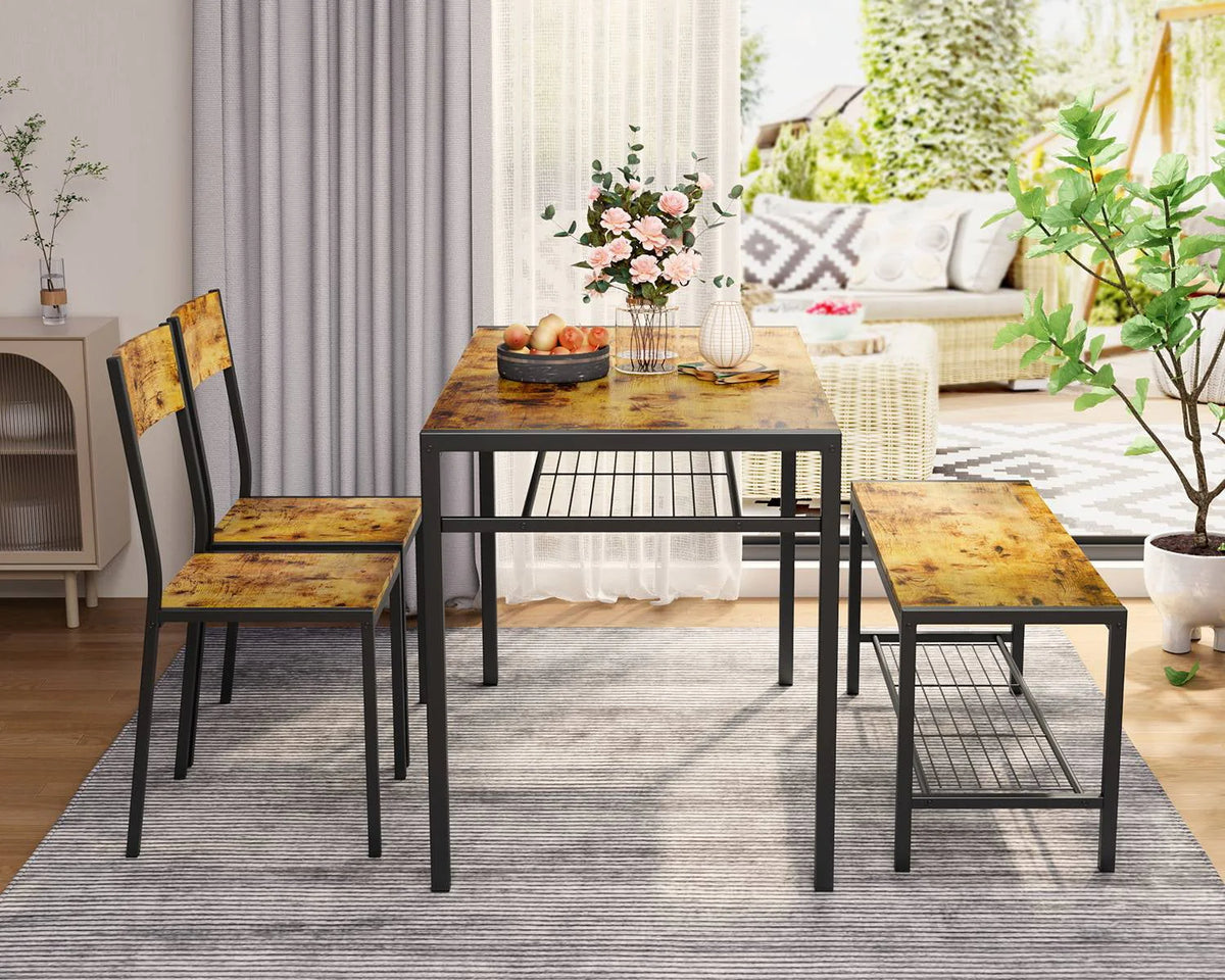 4 Piece Dining Table with 2 Chairs and Bench A99937