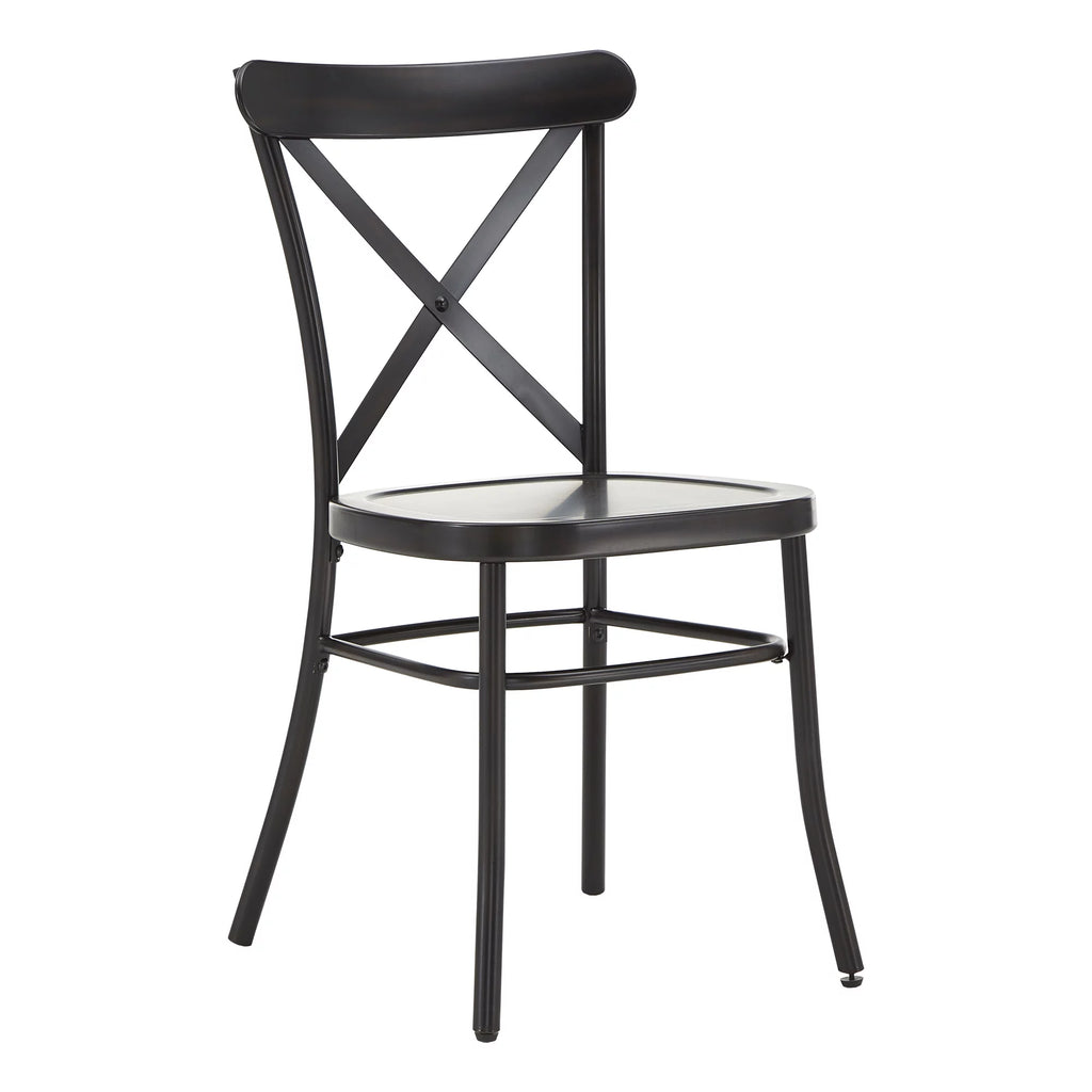 Antique Black Metal Dining Chairs Set of Two X581370