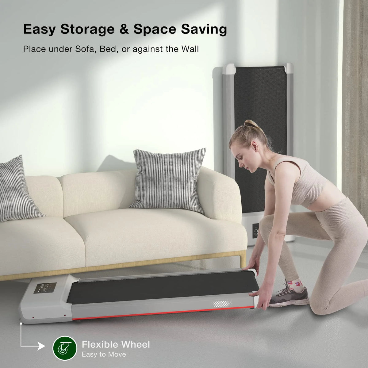 White Portable Under Desk Treadmill S199