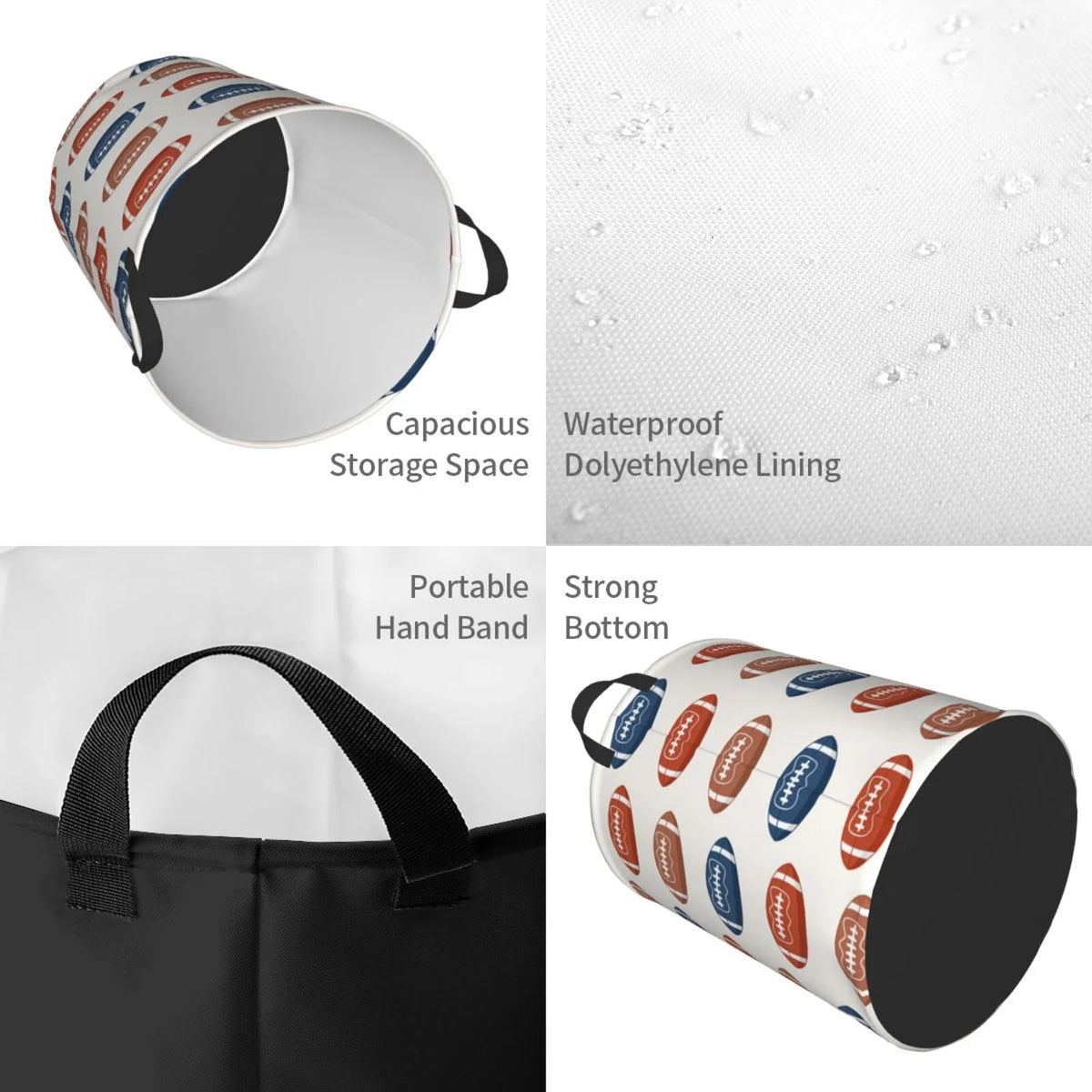 Collapsible 62L Polyester Laundry Basket U20771