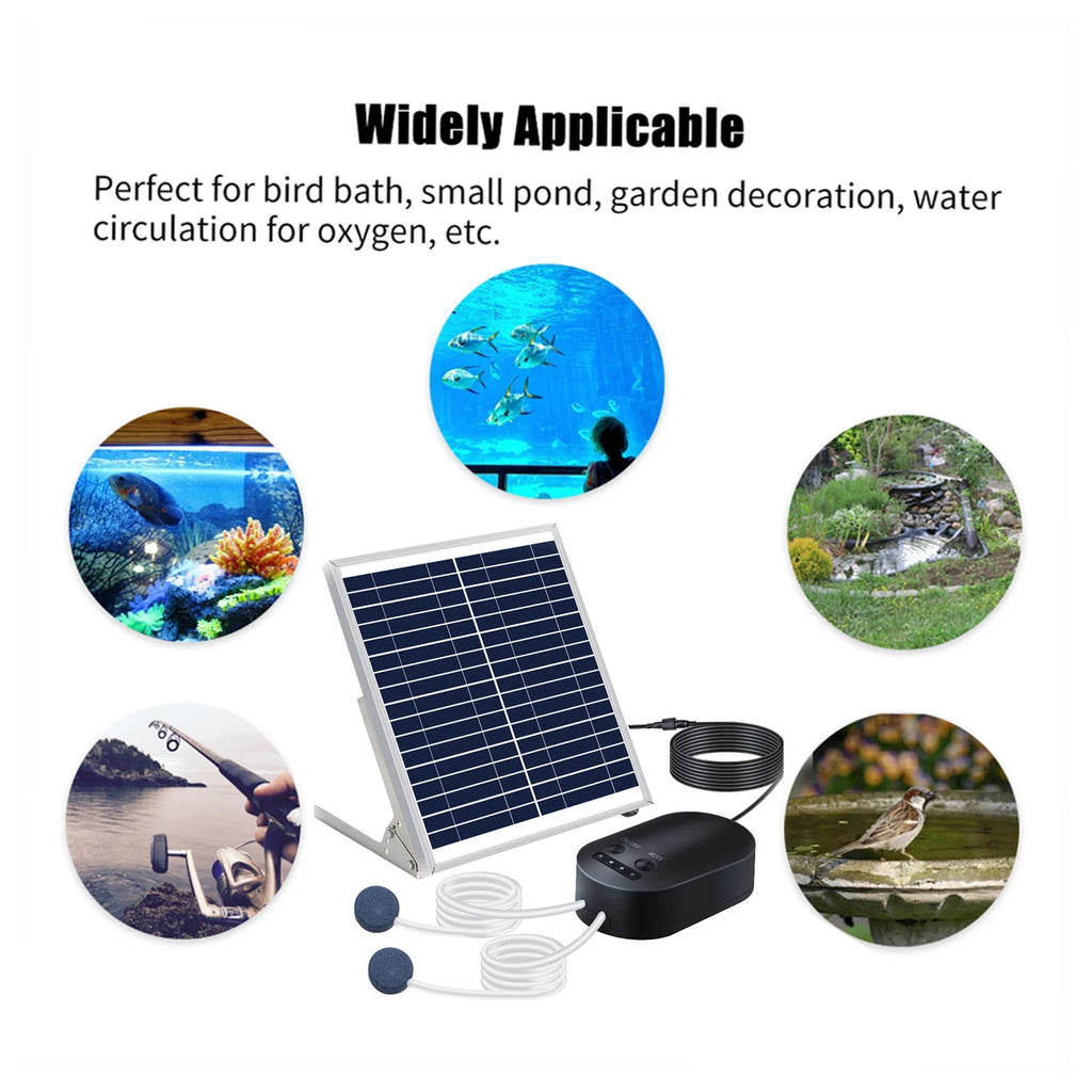 10W Solar Pump Aquarium Aerator with Air Stone Bracket K16234