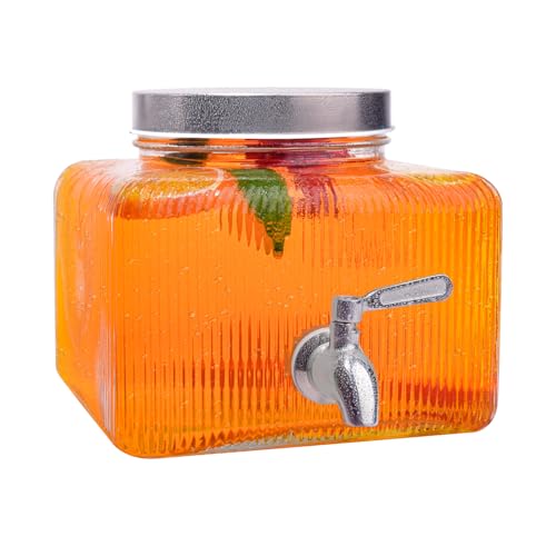 1 Gallon Glass Drink Dispenser with Stand, 2 Pack Z198342