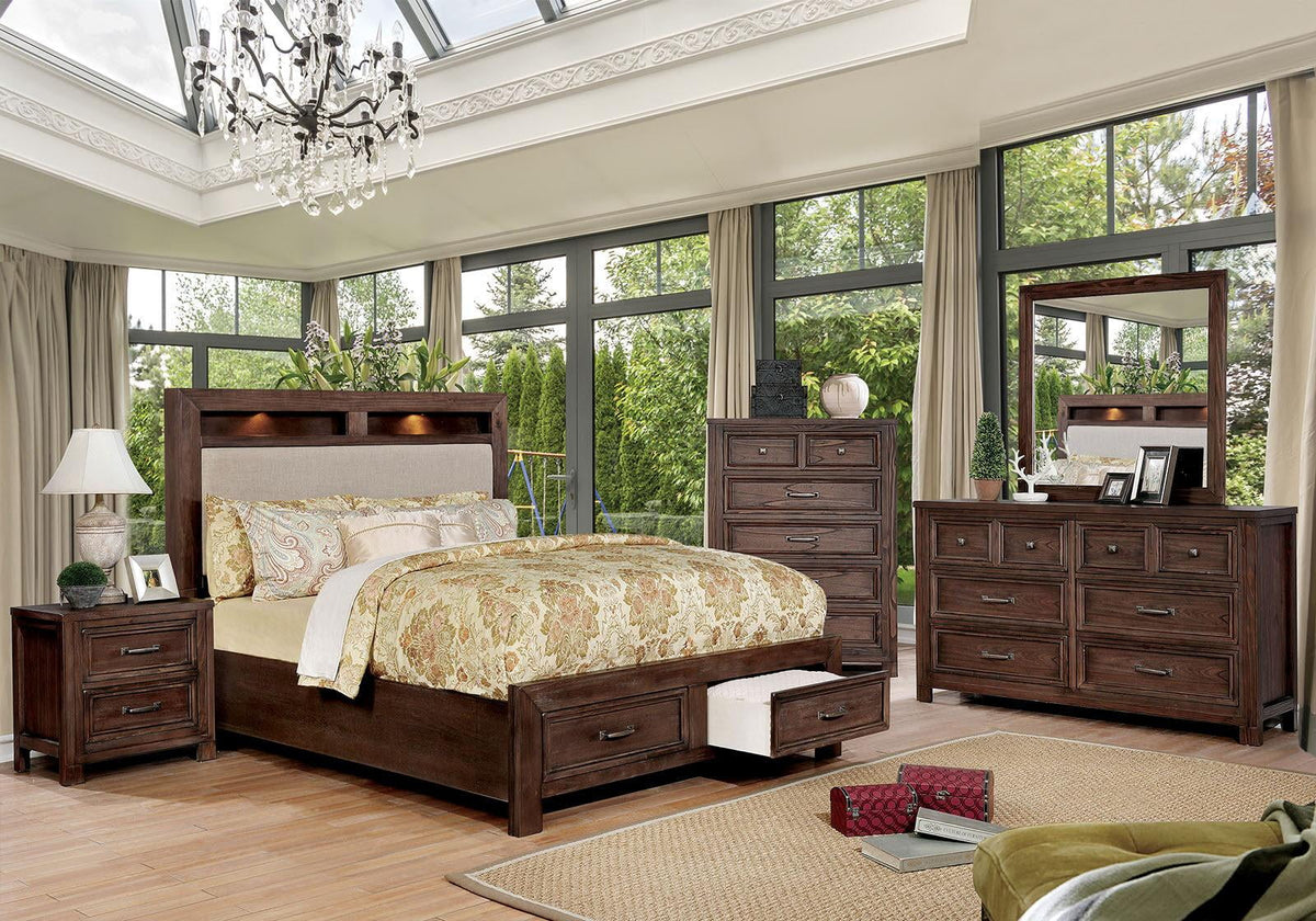 Dark Oak Solid Wood King Bedroom Set 6pcs X186