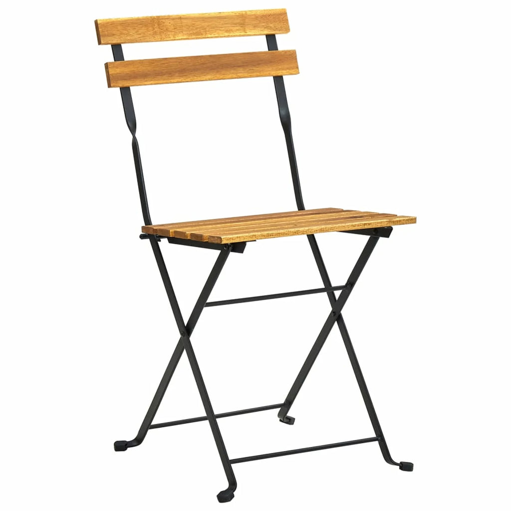 3 Piece Folding Bistro Set Acacia Wood Tabletop Steel Frame V57122