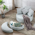 Swivel Accent Barrel Chair with Storage Ottoman & 4 Pillows P446695