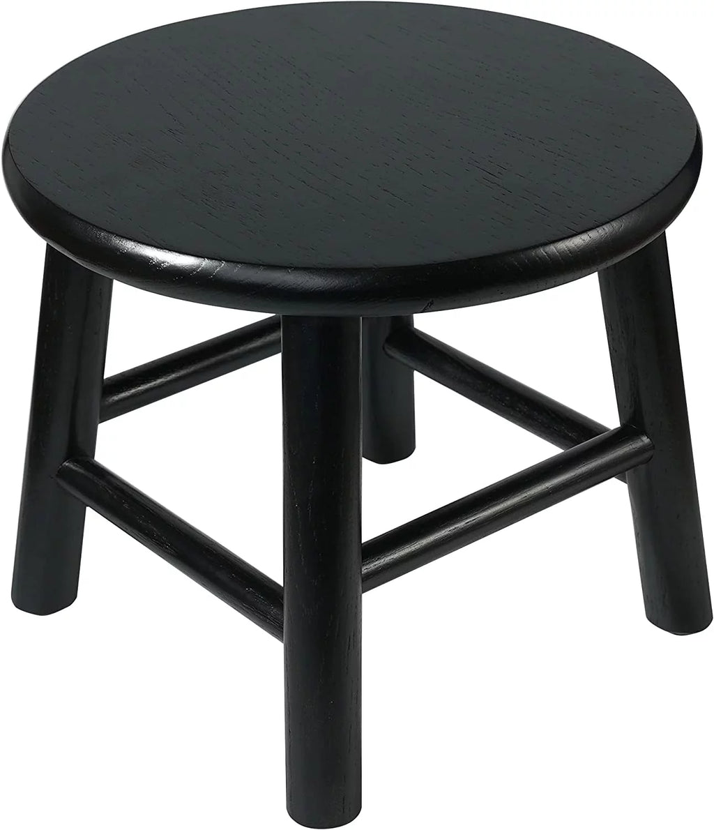 9" Black Solid Wood Stool T10355